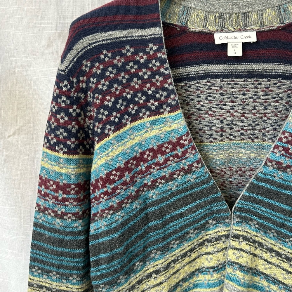 Coldwater Creek Blue and Brown Cardigan Sweater - Picture 5 of 13
